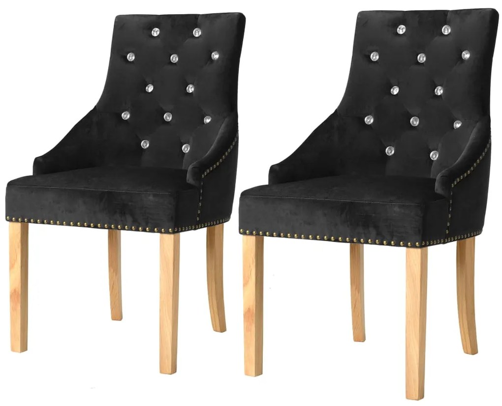 vidaXL Cadeiras de jantar 2 pcs carvalho maciço e veludo preto