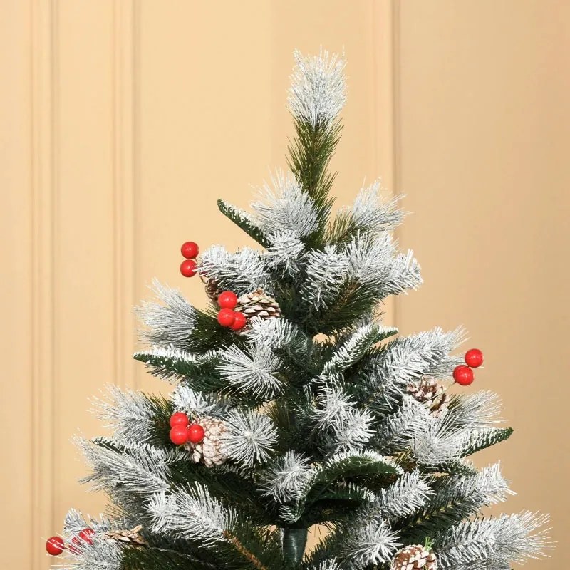 HOMCOM Árvore de Natal Artificial 180cm com 678 Ramas 53 Pinhas e 53 F