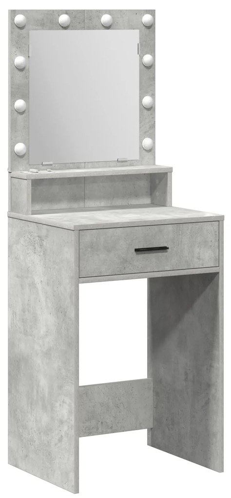 Mesa de Maquilhagem vidaXL com Luzes LED Cinza Concreto 50x41x135 cm