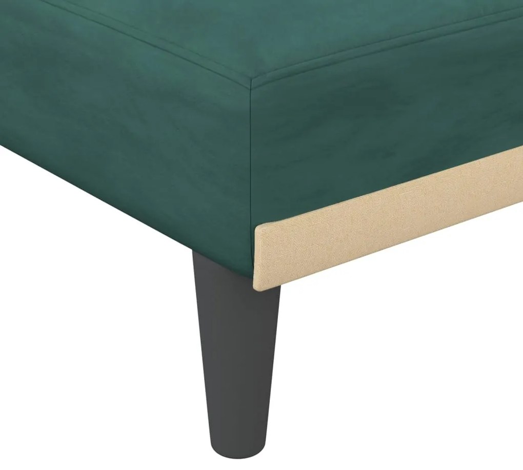 Sofá-cama em forma de L 271x140x70 cm veludo verde-escuro