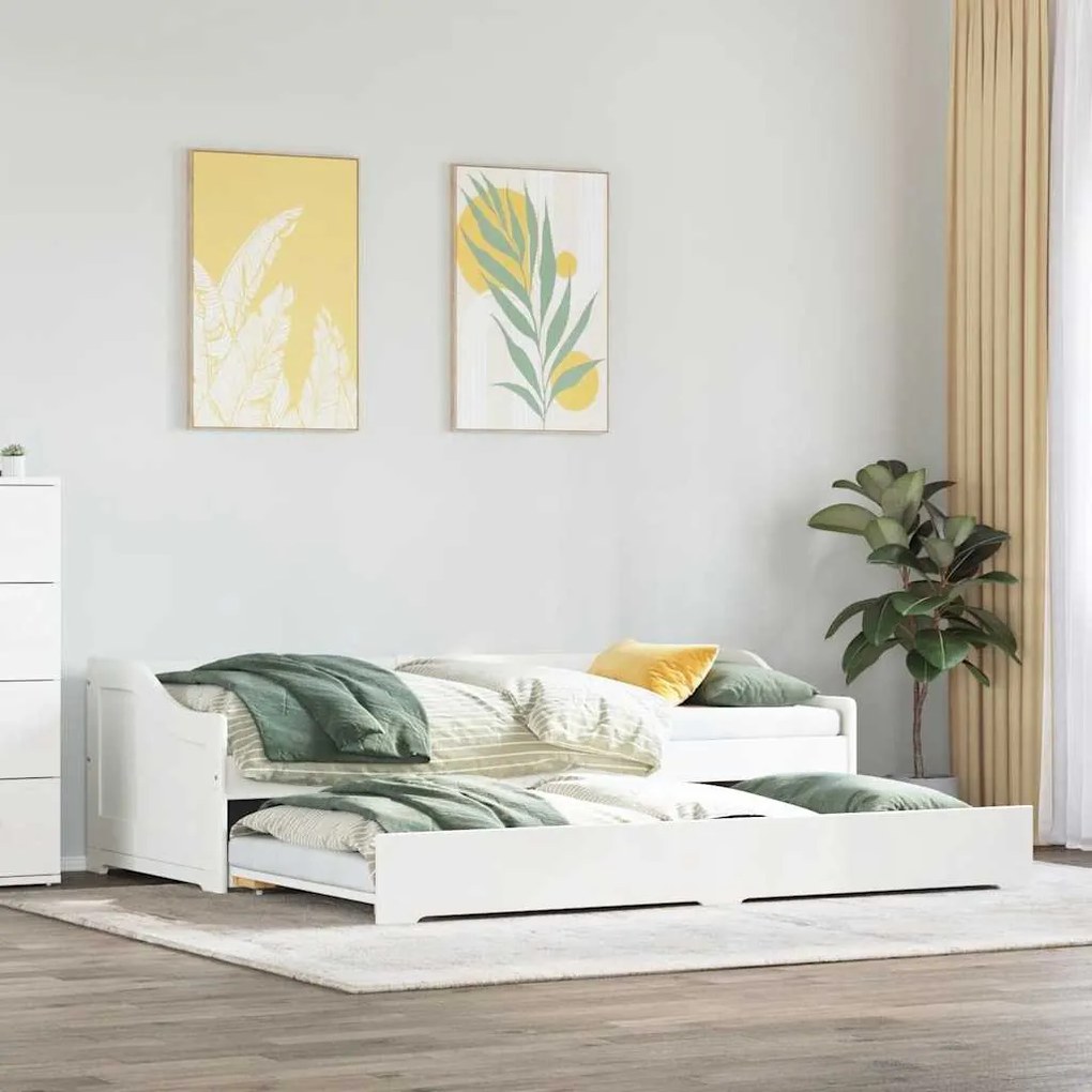 vidaXL Sofá-cama com gavetão sem colchão IRUN branco 90x200 cm