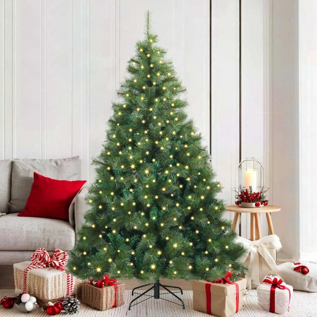 vidaXL Árvore de Natal Artificial com 300 LEDs Verde 180 cm PE e PVC