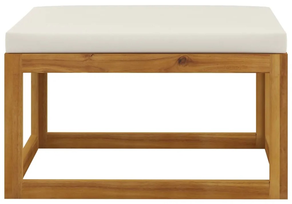 3 pcs conjunto lounge jardim c/ almofadões cor creme acácia