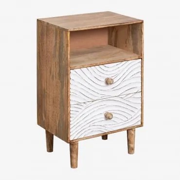 Pack De 2 Mesas De Cabeceira Retangulares 35x30 Cm Em Madeira De Manga Myanna Madeira De Manga - Sklum