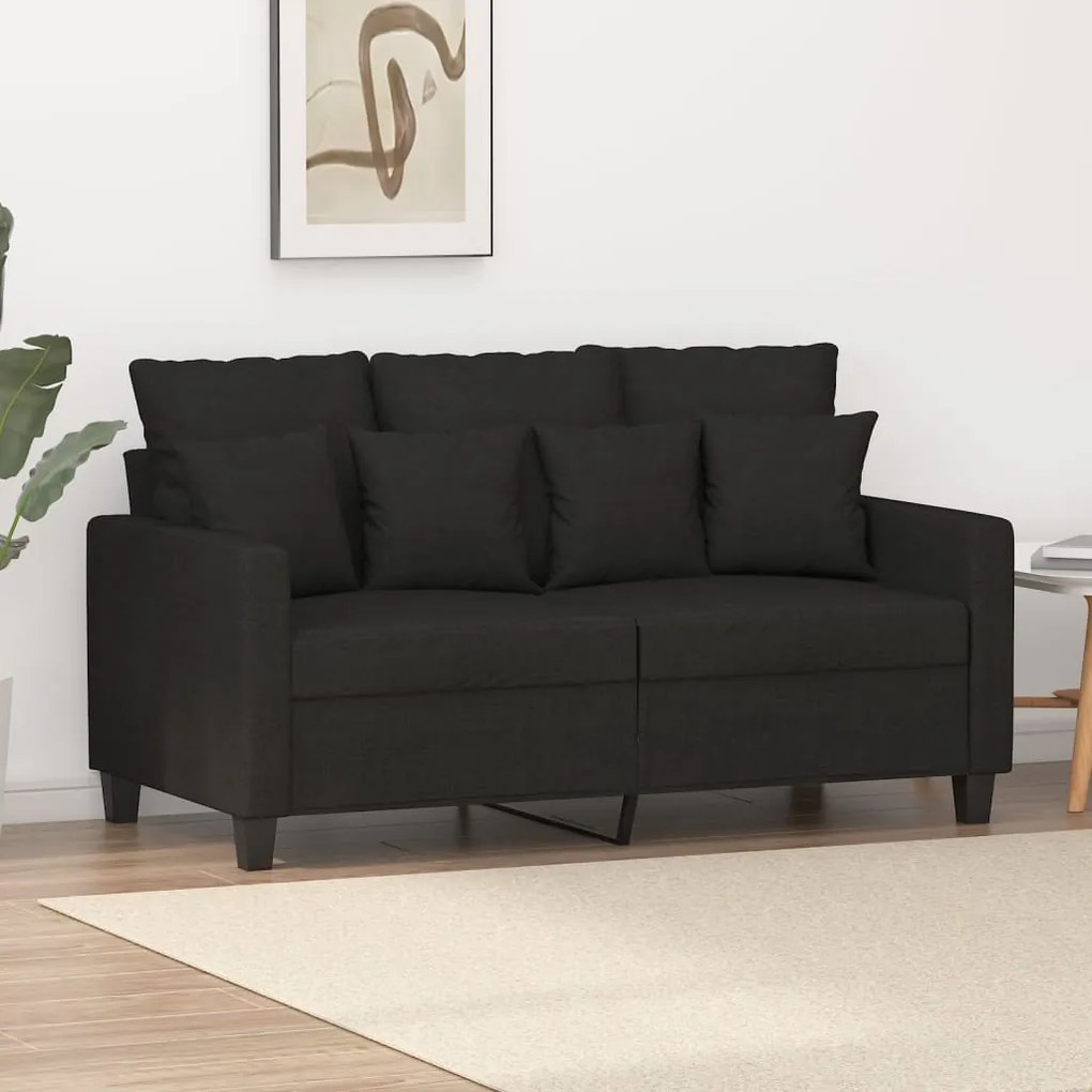 vidaXL Sofá de 2 lugares tecido 120 cm preto