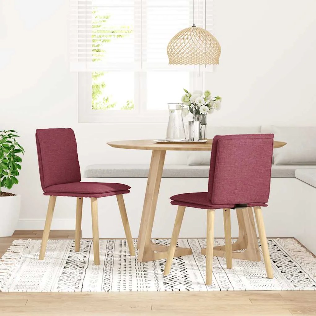 Cadeiras de jantar 2 pcs tecido vermelho tinto