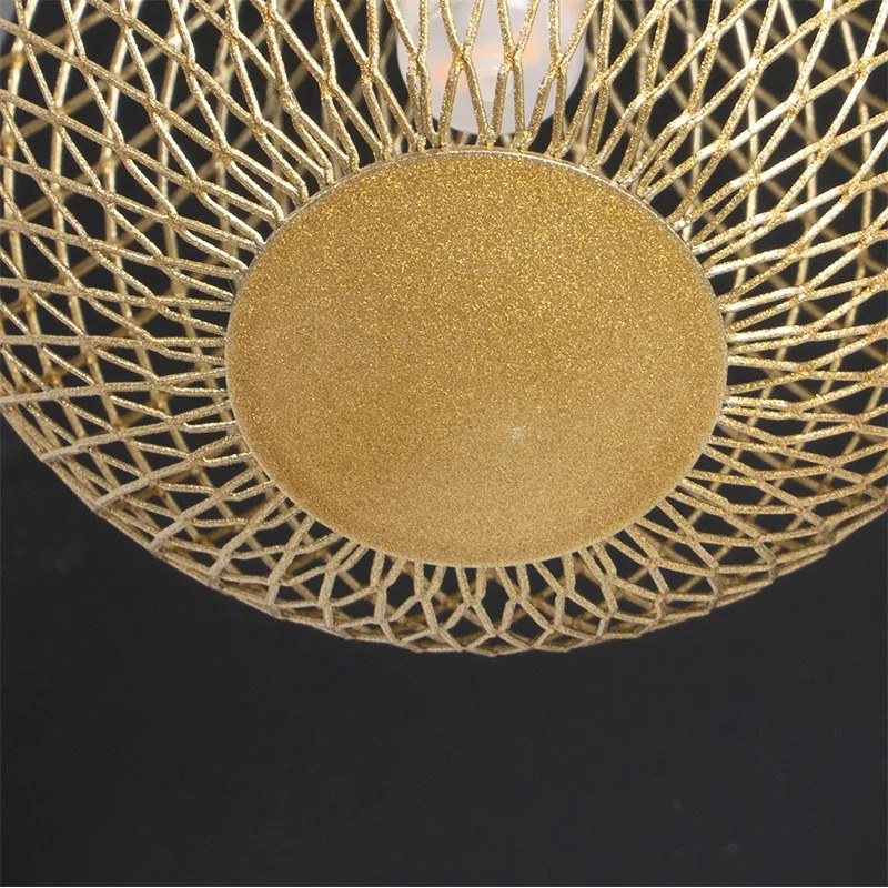 Candeeiro de teto moderno preto com dourado 5 luzes - Athens Wire Rústico