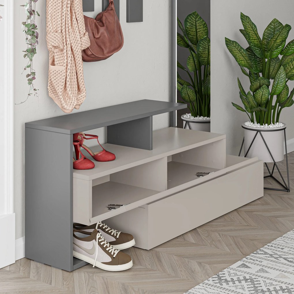 Hall Stand Ramda – Light Mocha Anthracite – 137 cm x 54,5 cm x 35 cm