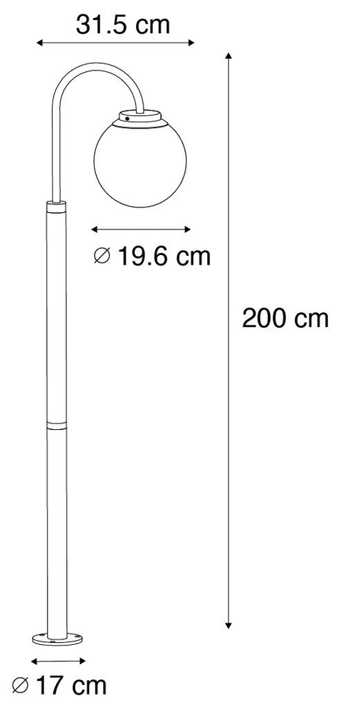 Lanterna moderna preta com vidro transparente 200 cm IP44 - Sfera Moderno