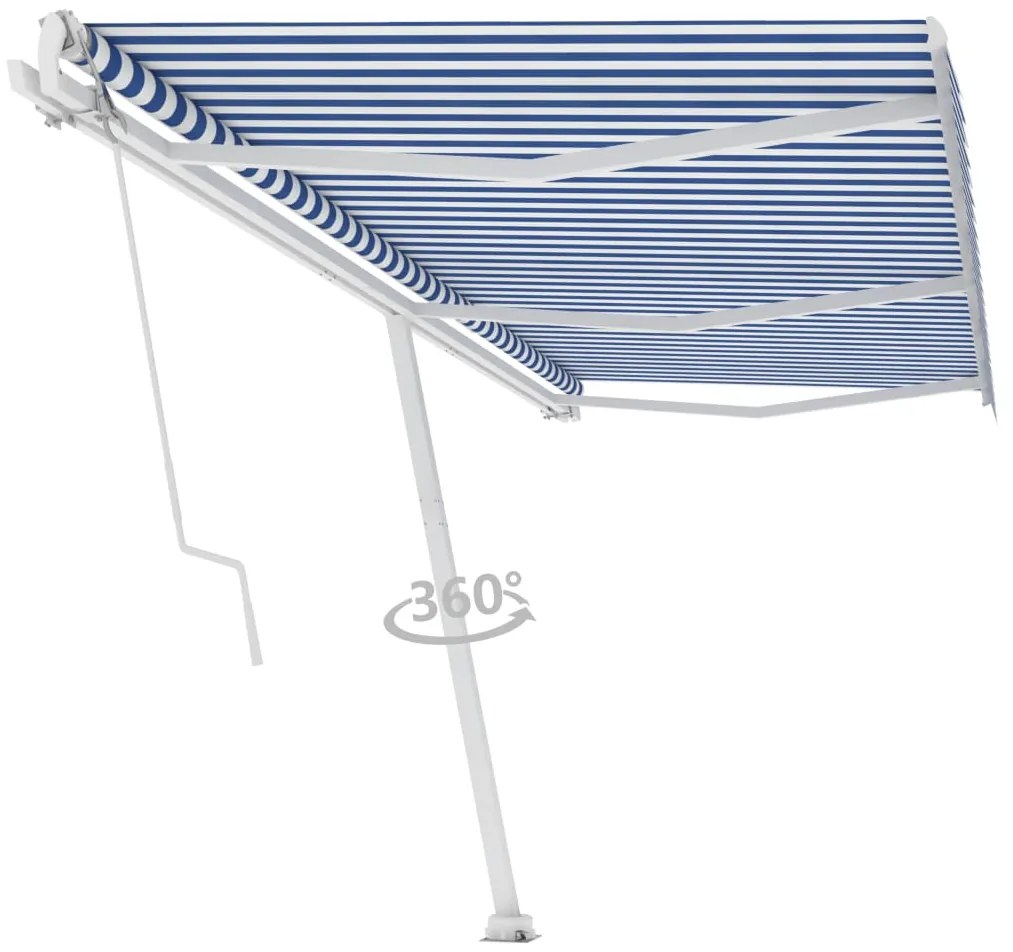 Toldo automático independente 600x300 cm azul e branco