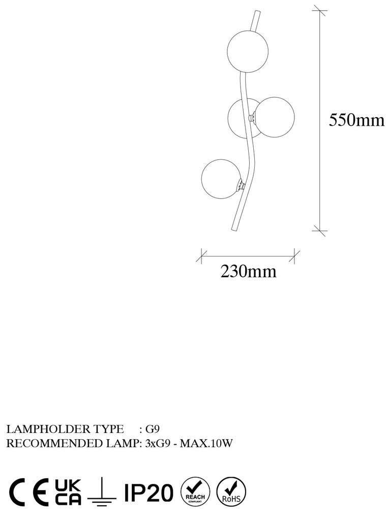 Candeeiro de Parede 7147 – Antigo – 23 x 19 x 55 cm