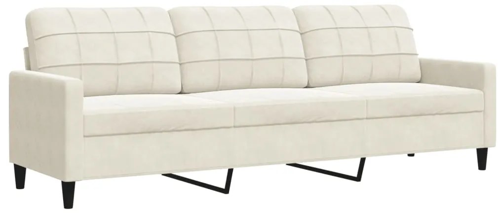 3 pcs conjunto de sofás com almofadões e rolos veludo creme