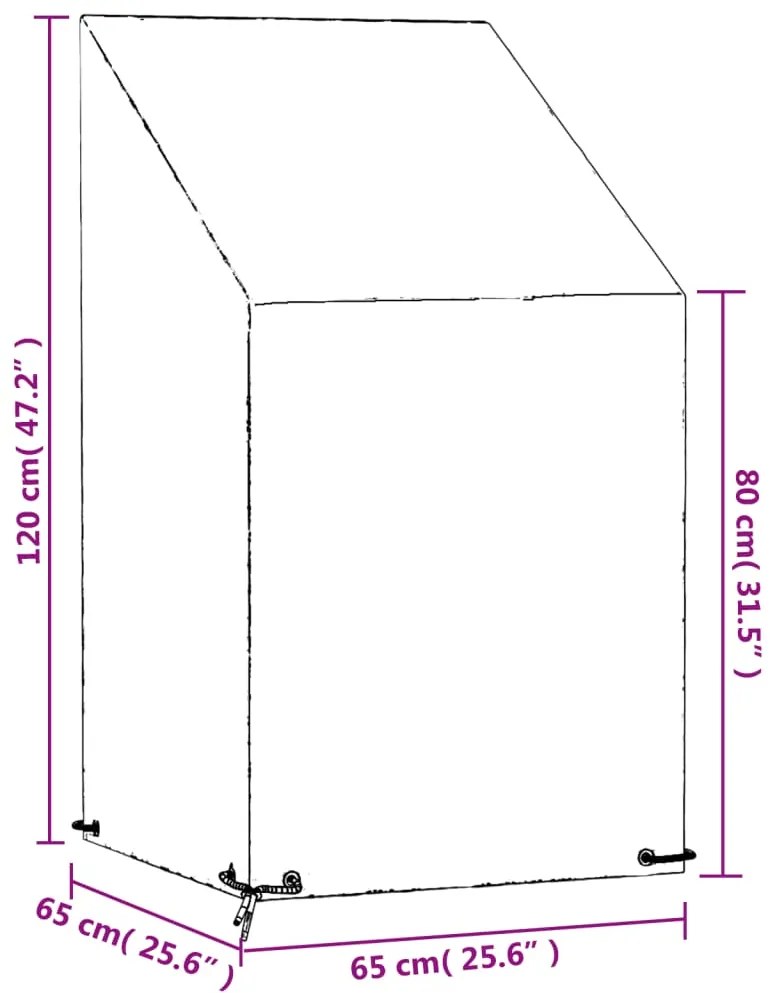 Capa p/ cadeira de jardim 8 ilhós 65x65x80/120 cm polietileno