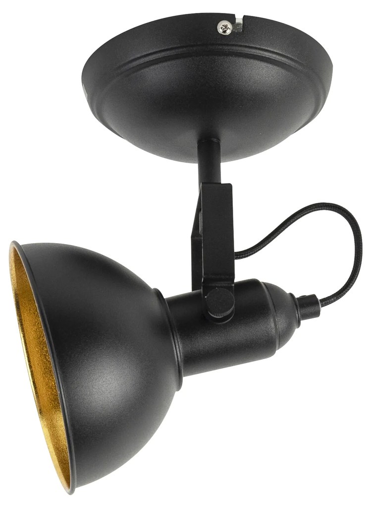 Projetores pretos com dourado 1 luz inclinável e rotativo - Tommy Industrial