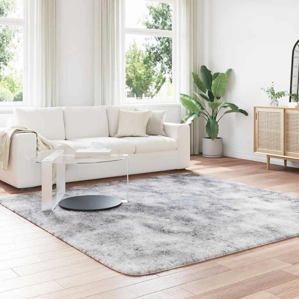 Tapete shaggy de pelo alto NAVARRA 240x240 cm cinzento-claro