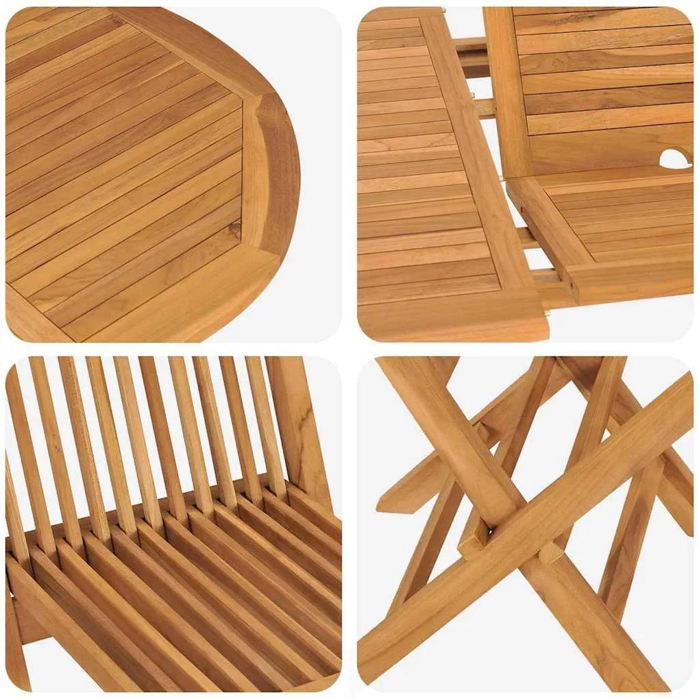 Conjunto de Jantar de Jardim vidaXL com 5 Peças em Madeira de Teca Sól
