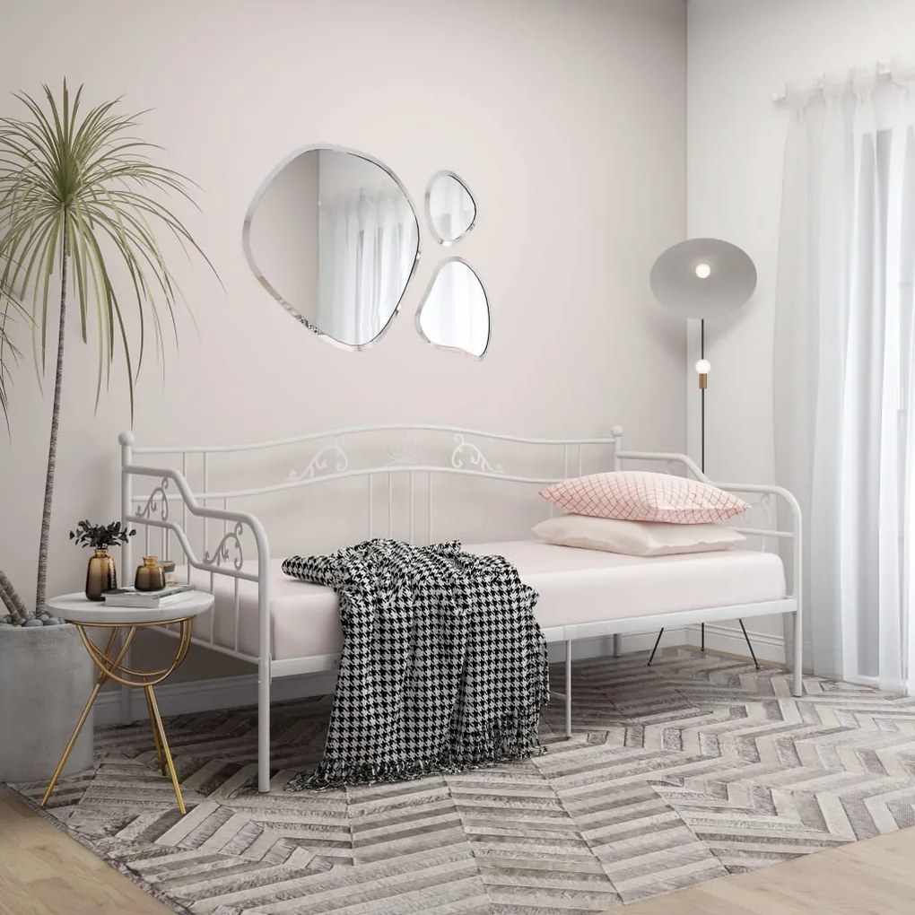 vidaXL Sofá-cama 90x200 cm metal branco