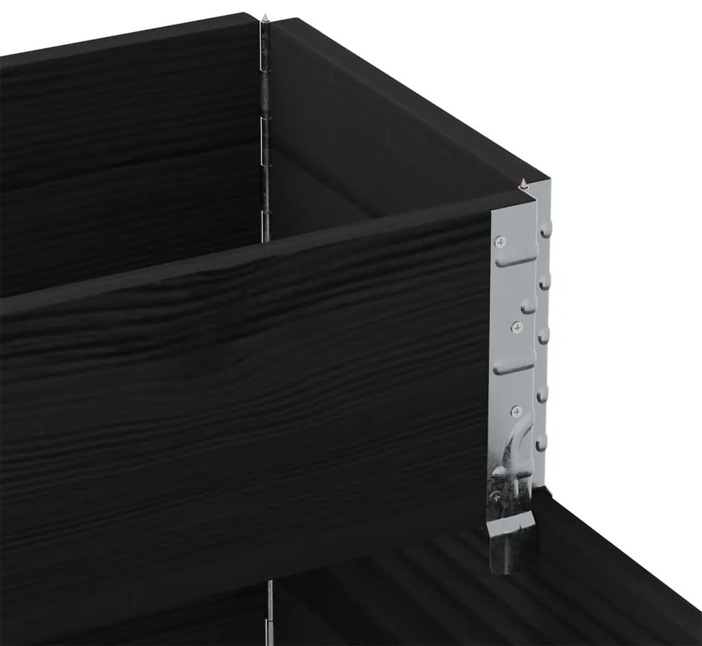 Canteiro elevado de 3 níveis 120x80 cm pinho maciço preto