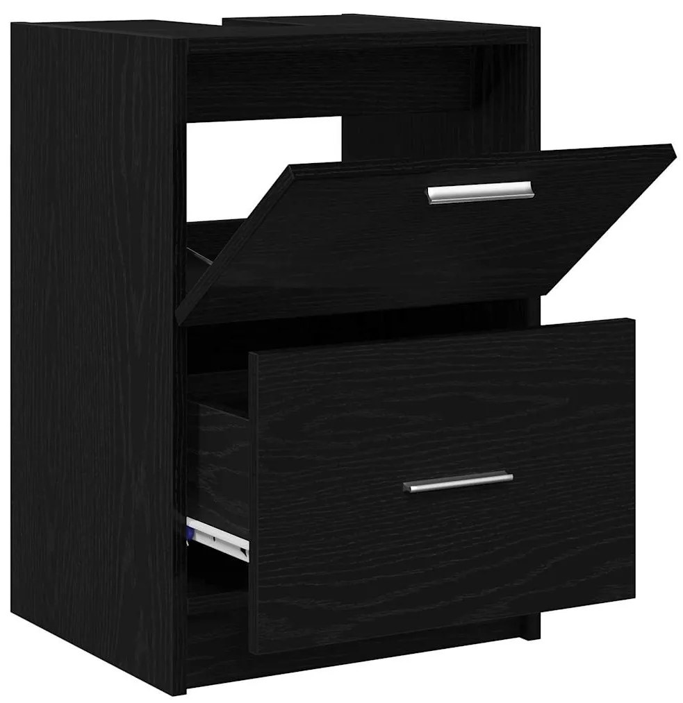 Gabinete de Pia Preto 40x37x59 cm Madeira Engenheirada