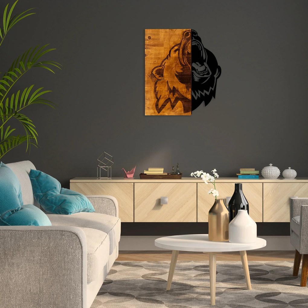 Acessório Decorativo de Parede Ayi 2 – Nogueira e Preto – 49 x 58 cm