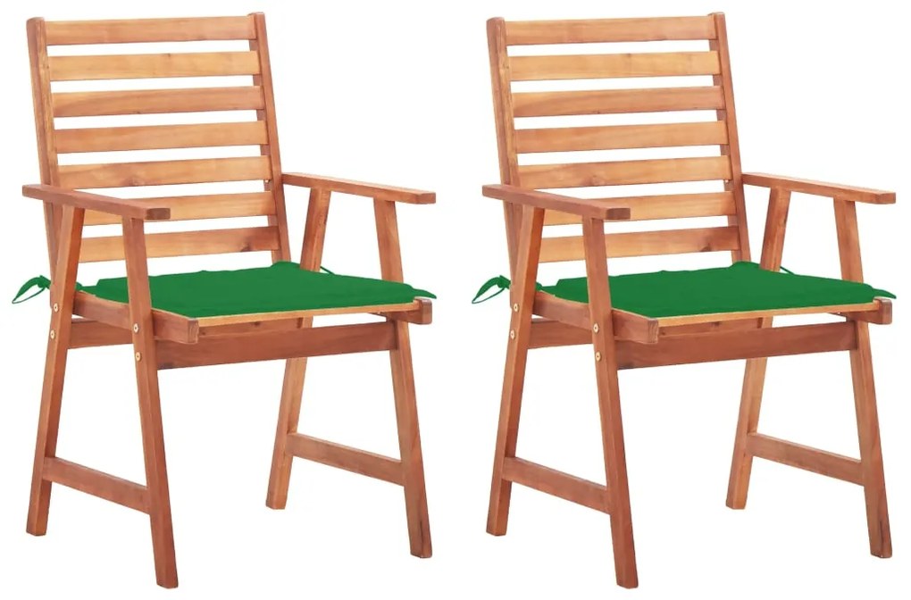 vidaXL Cadeiras de jantar p/ jardim 2 pcs c/ almofadões acácia maciça