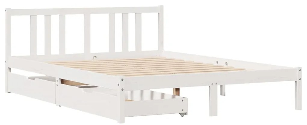 Cama sem colchão 160x200 cm madeira de pinho maciça branco