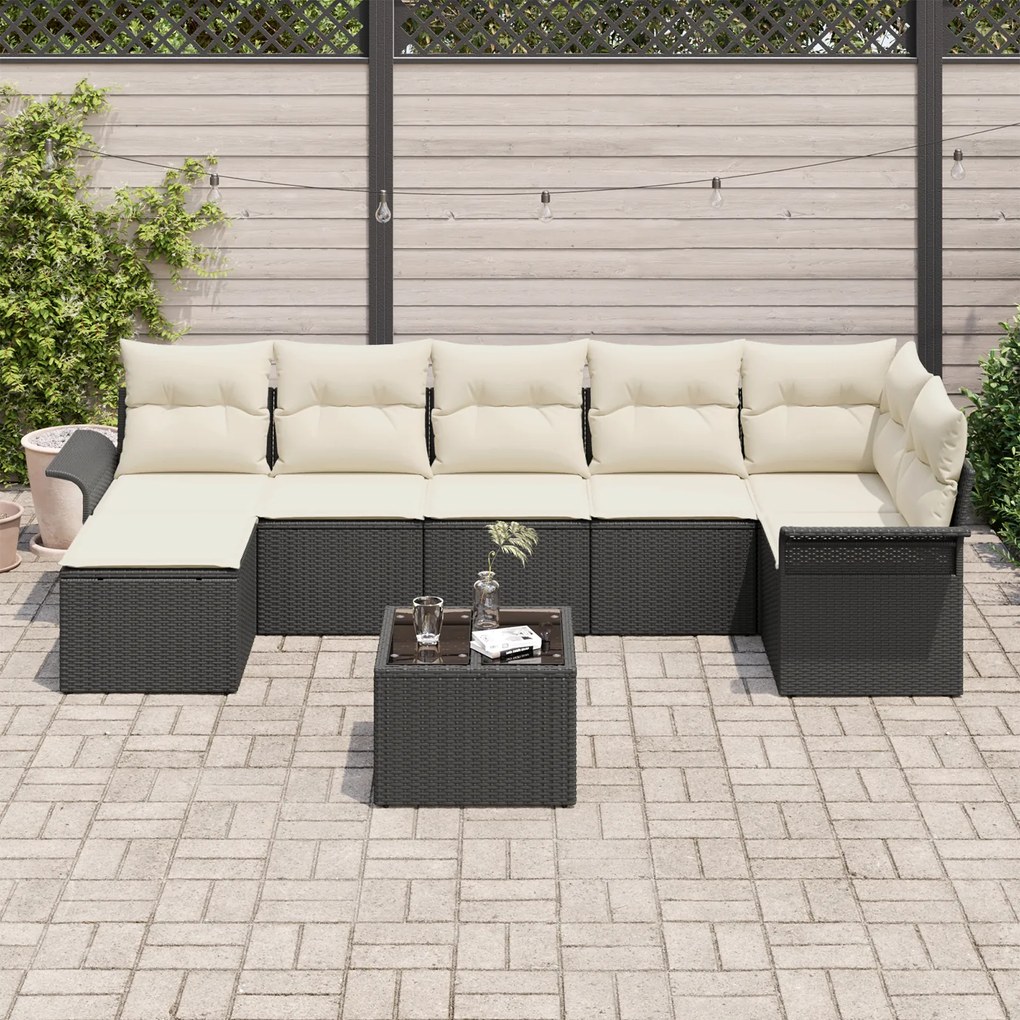 Conjunto de Sofá para Jardim vidaXL com Almofadas em Vime Polirattan M