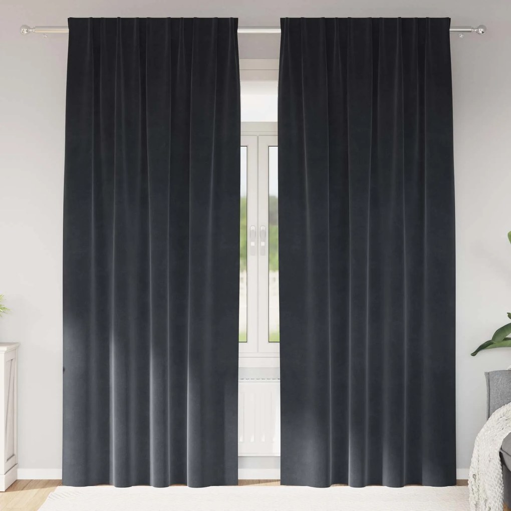 vidaXL Cortinas opacas 2 pcs Cinza Escuro 140 x 260 cm Veludo