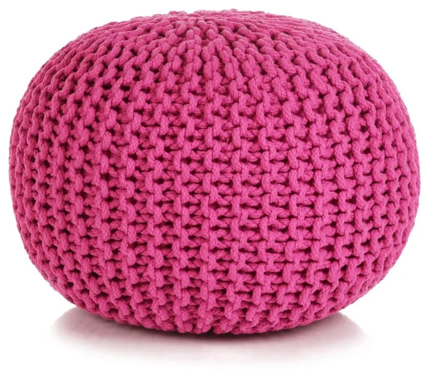 Pufe tricotado à mão algodão 50x35 cm rosa