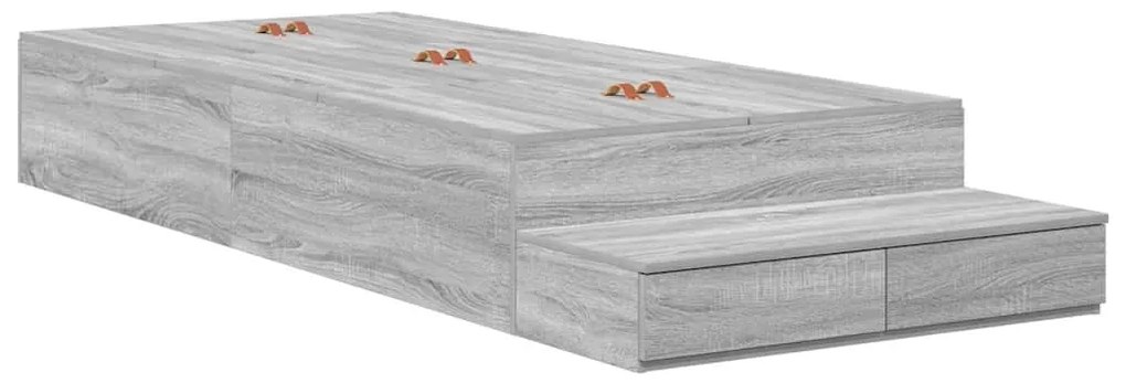 Cama de Armazenamento Cinzento Sonoma 90x190 cm