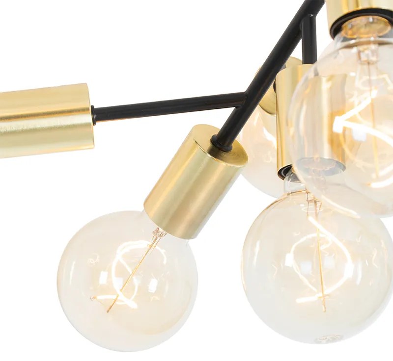 Candeeiro de teto design preto com dourado 12 luzes - Juul Design