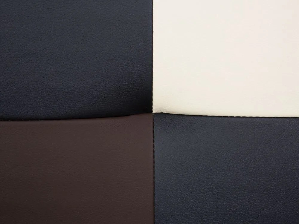 Sofá-cama de 3 lugares em pele sintética patchwork preto castanho e branco OLSKER Beliani