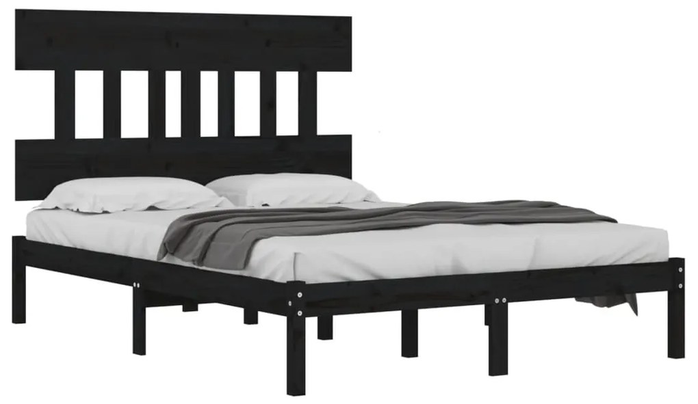 Estrutura de cama king 150x200 cm madeira maciça preto