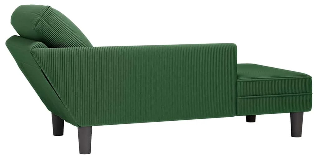 Chaise lounge com almofada tecido corduroy selva verde