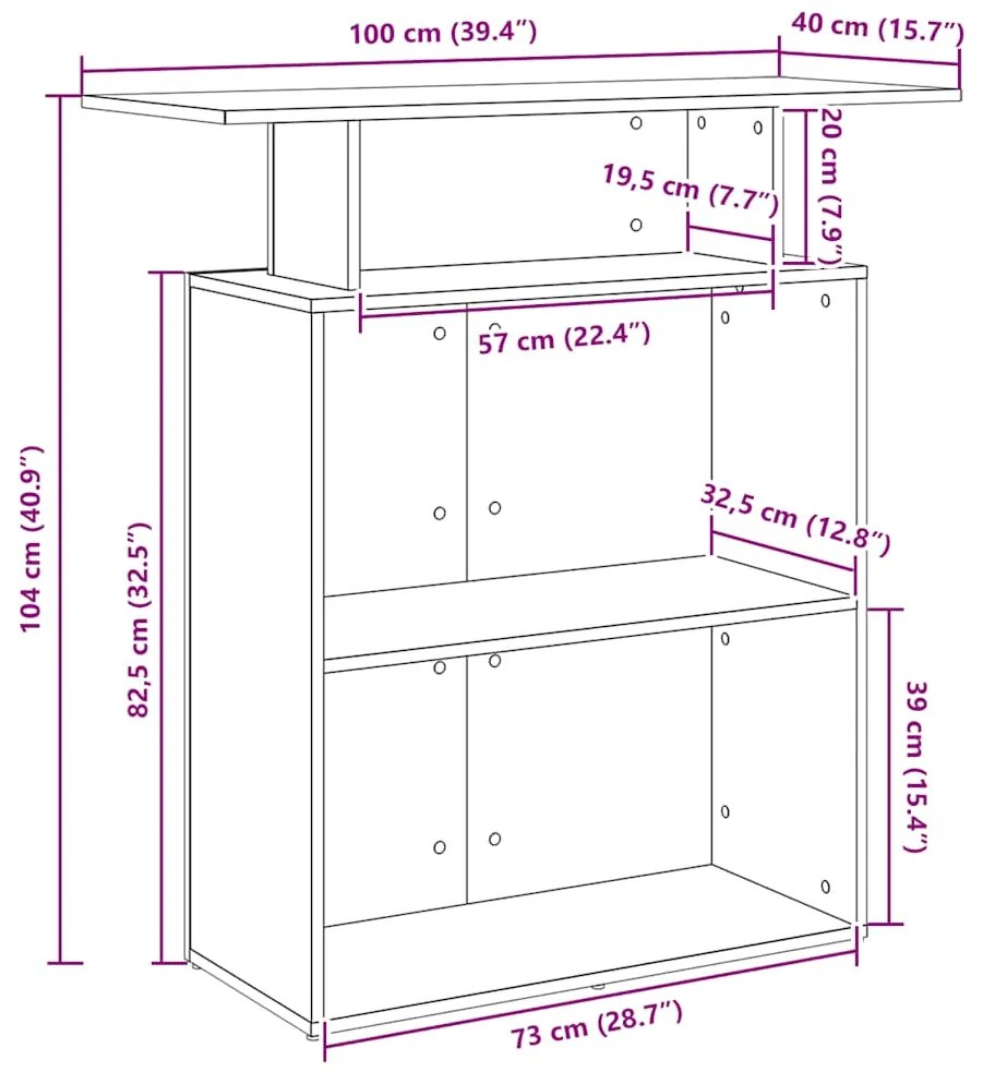 Balcão de recepção 100x40x104 cm derivados de madeira branco