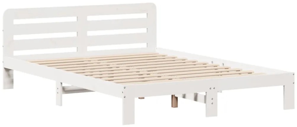 Cama sem colchão 140x200 cm madeira de pinho maciça branco