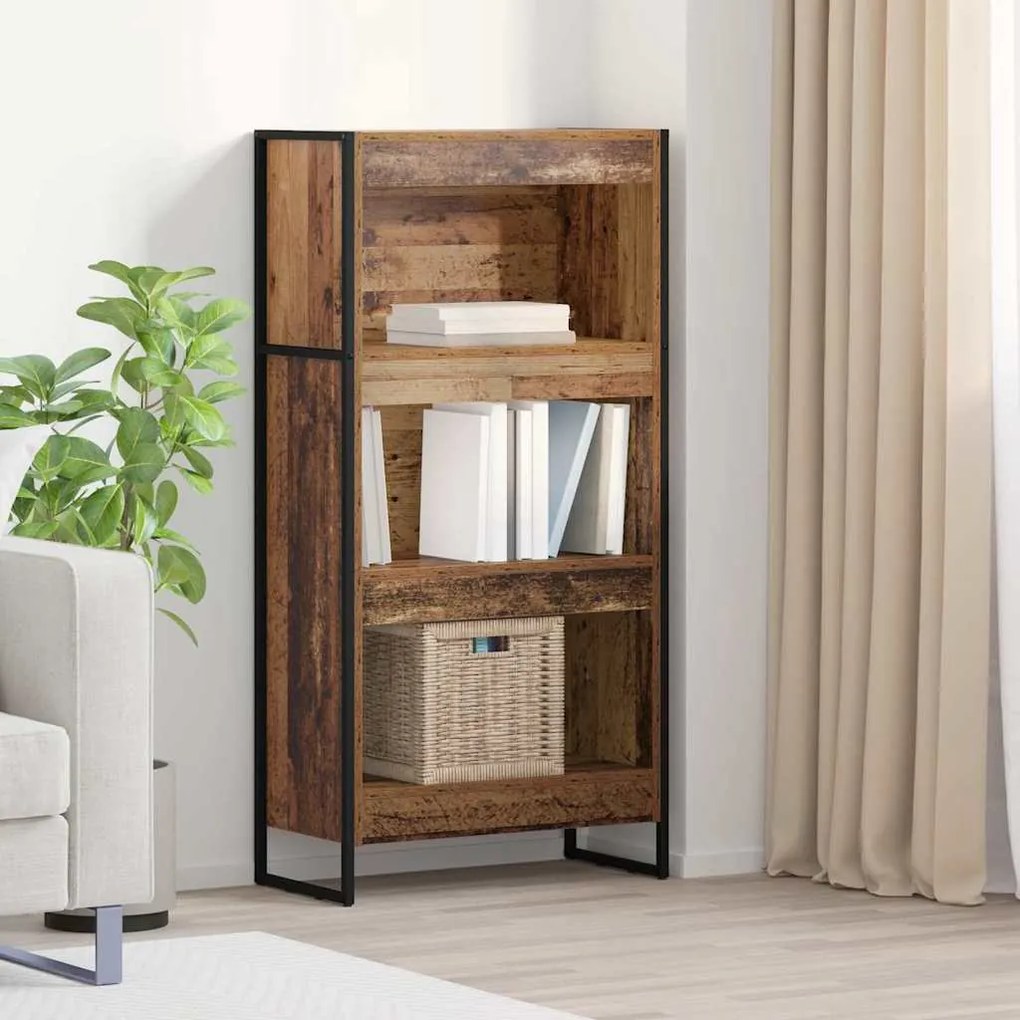 vidaXL Gabinete de Livros Madeira Antiga 80 x 30 x 155 cm