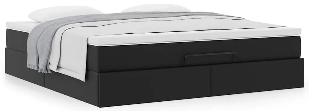 Estrutura de cama otomana com colchão 160x200 cm preta