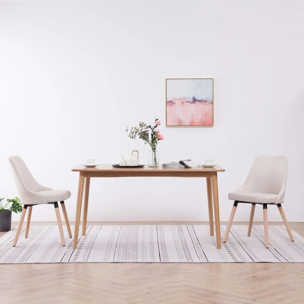 vidaXL Cadeiras de jantar 2 pcs tecido cor creme