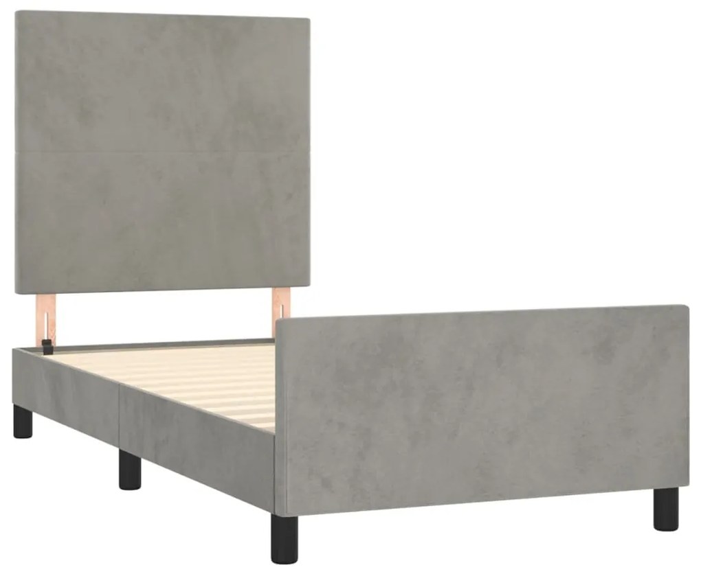 Estrutura de cama sem colchão 100x200 cm veludo cinzento-claro