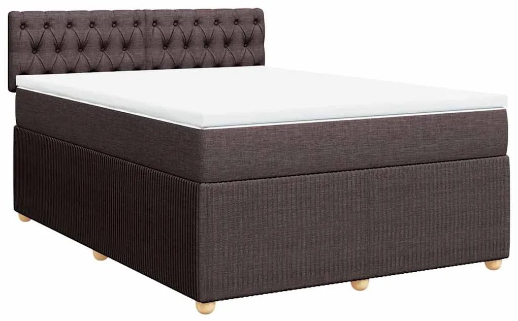 Cama com molas/colchão 140x200 cm tecido castanho-escuro