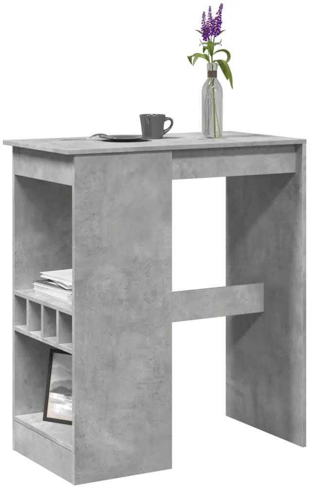Mesa de bar com prateleiras derivados madeira cinzento cimento