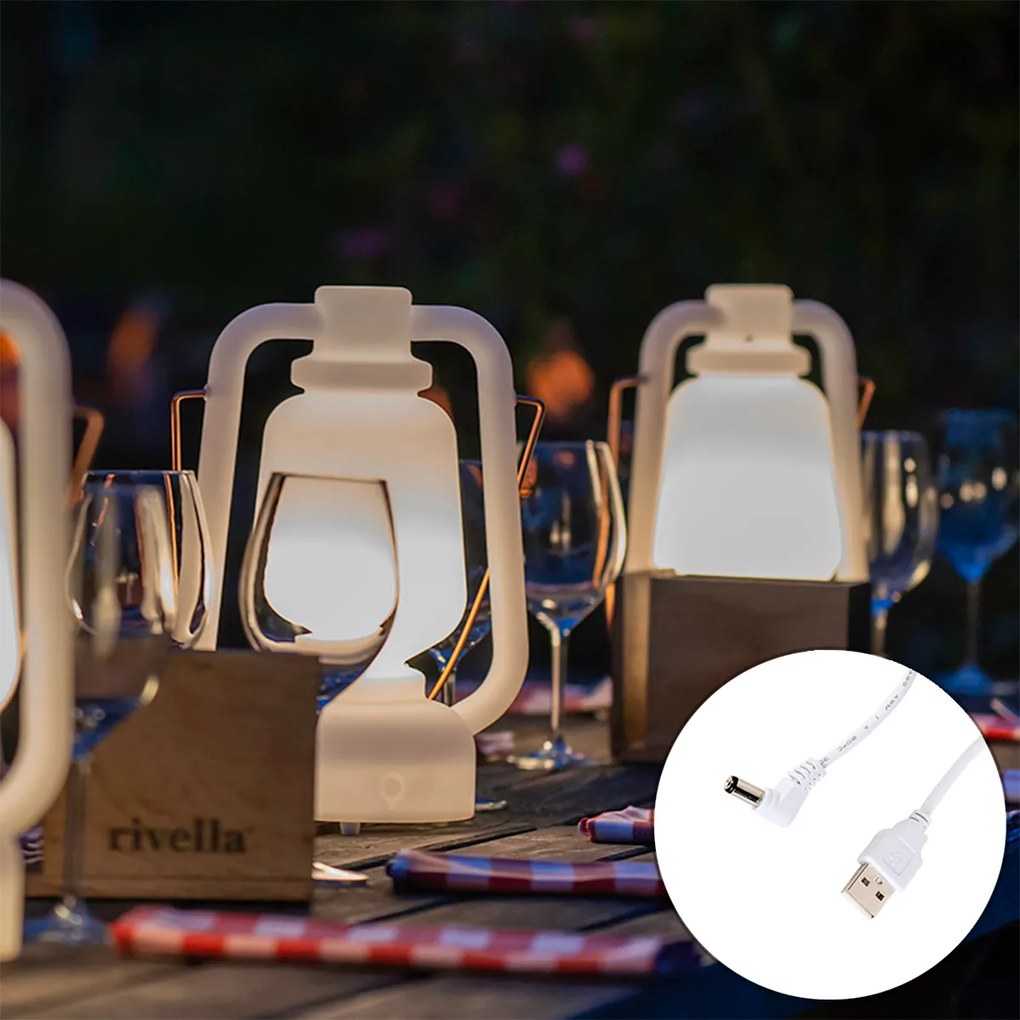 Candeeiro de mesa recarregável 30 cm IP44 branco - STORM Small