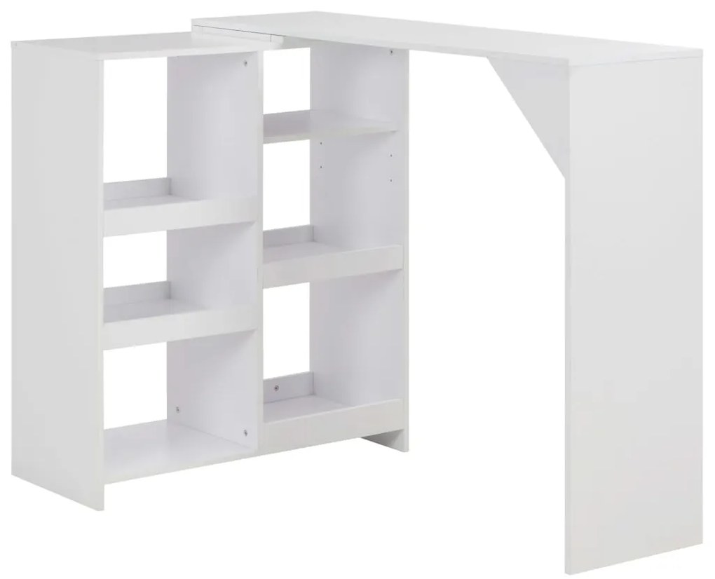 Mesa de bar com prateleira movível branco 138x39x110 cm