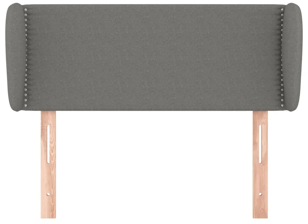 Cabeceira de cama c/ abas tecido 83x23x78/88 cm cinzento-escuro