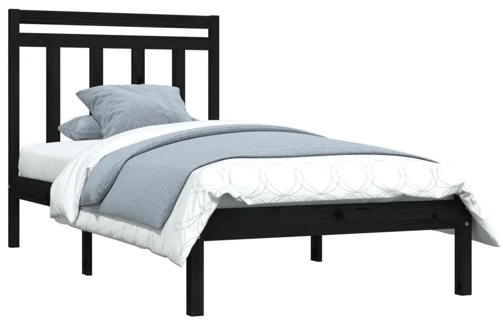 Estrutura cama pequena solteiro 75x190 cm madeira maciça preto