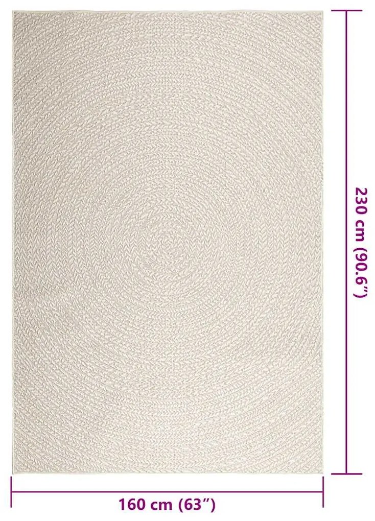 Tapete ZIZUR creme 160x230cm aspeto de juta interior e exterior