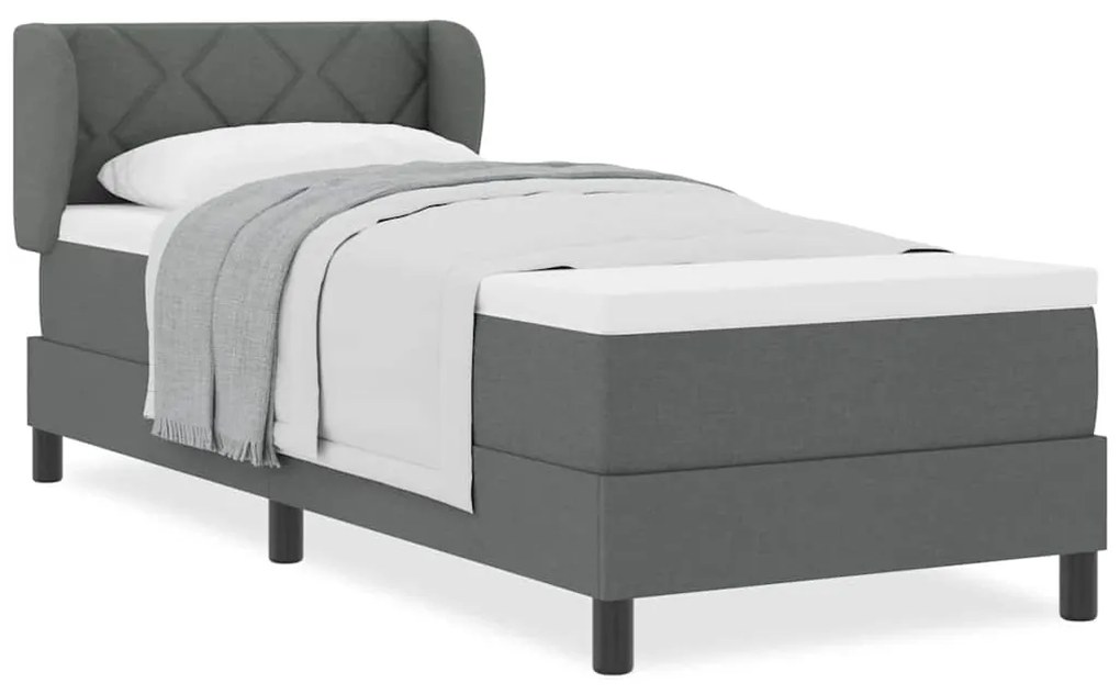 Cama Box Spring com Colchão Cinza Escuro 80x200 cm Tecido