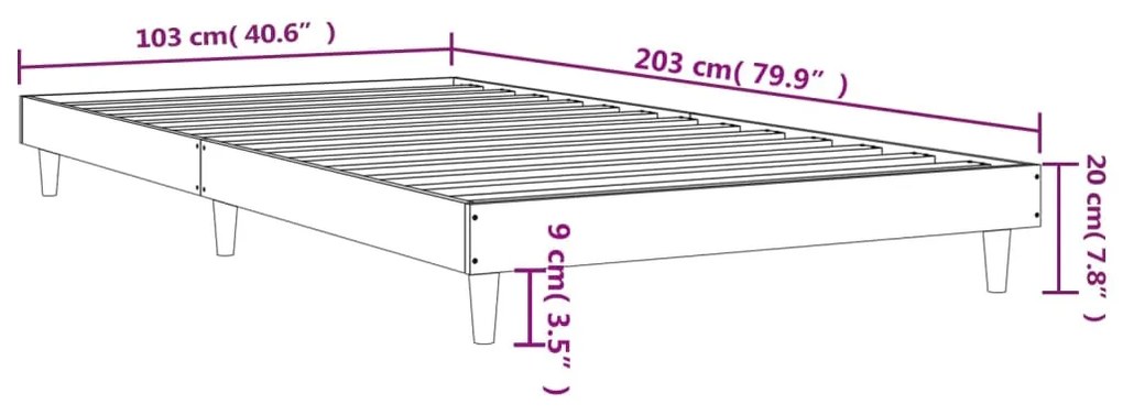 Estrutura cama 100x200 cm derivados de madeira carvalho sonoma