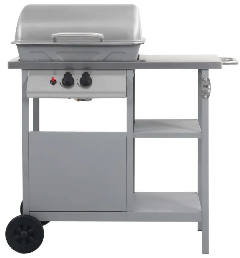 Grelhador/BBQ gás mesa de apoio 3 prateleiras prateado